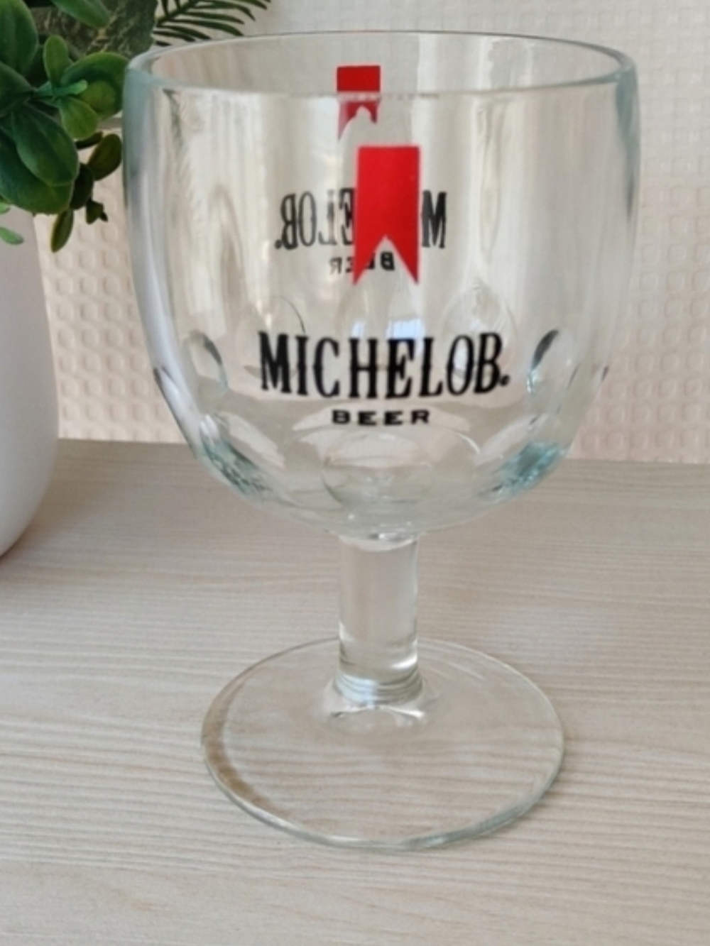 Classic 1970s Michelob Beer Clear Heavy Glass Goblet